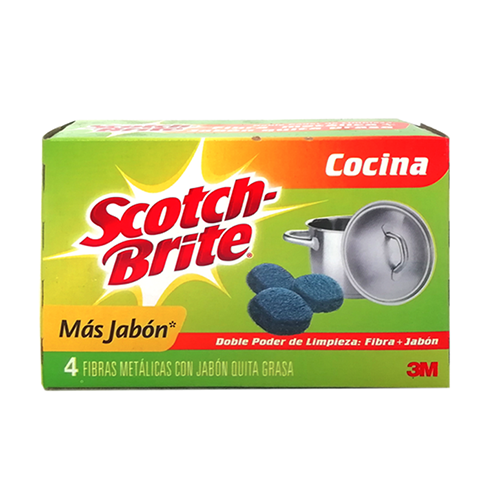 Fibra Scotch Brite 4Pz Cocina Mas Jabon