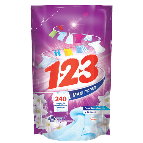 Detergente Liquido 123 1Lt Suavizante Y Jazmin
