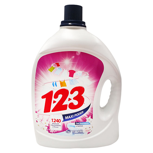 Detergente Liquido 123 4.65Lt Suavizante Y Jazmin