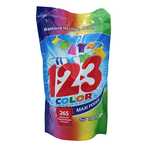 Detergente Liquido 123 1Lt Ropa Color Pouch Ac