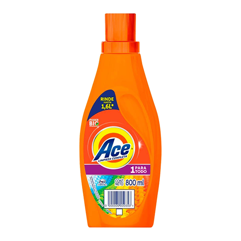 Detergente Liquido Ace 800Ml Uno Para Todo                                                          