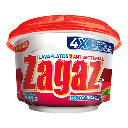 Jabon Crema Lavaplatos Zagaz 400Gr Frutos Rojos