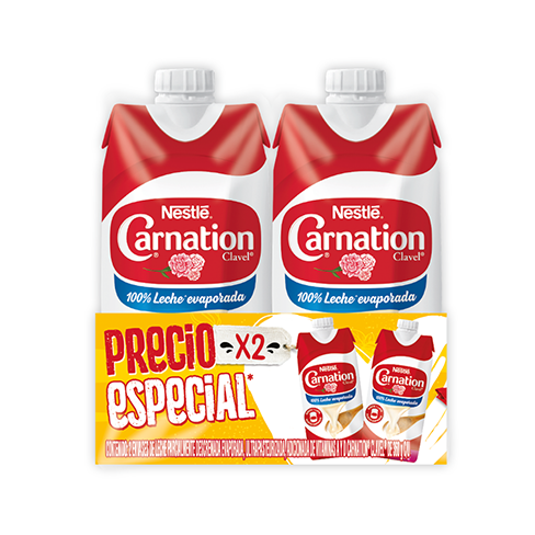 2Pack Leche Liquida Evaporada Clavel 360Gr Tetra Pack                    