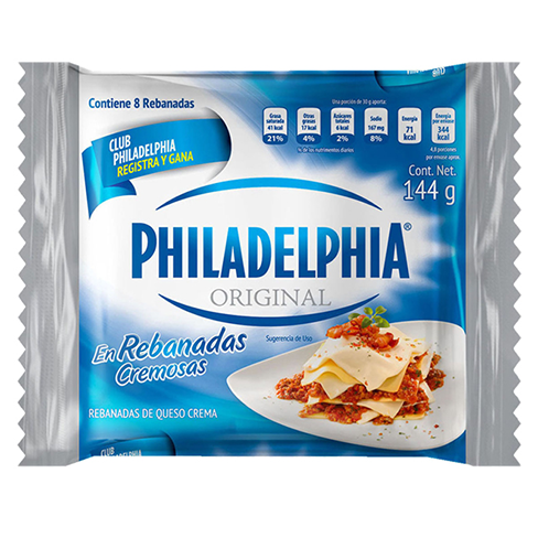 Queso Crema Philadelphia 144Gr Original Rebanadas Ac                                                