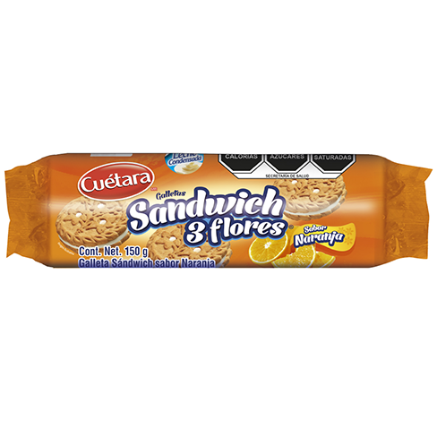 Galleta Cuetara Sandwich 3 Flores 150Gr Naranja                 