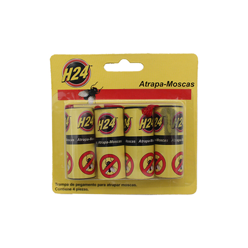 Trampa H24 4Pz Pegamento Tira Atrapa Moscas                                                         