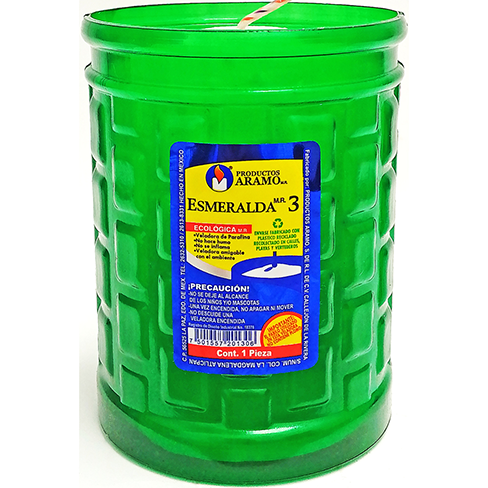 Veladora De Plastico Ecologica Esmeralda 1Pz #3 Varios Colores