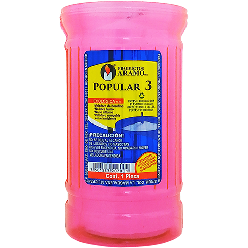 Veladora De Plastico Ecologica 1Pz #3 Popular Varios Colores