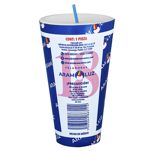 Veladora De Papel Ecologica 1Pz #18 Refaccion Cono Azul                                             