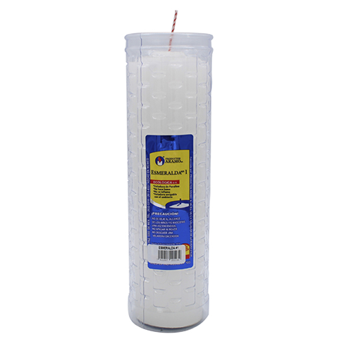 Veladora De Plastico Ecologica 1Pz Esmeralda Blanco                                                 