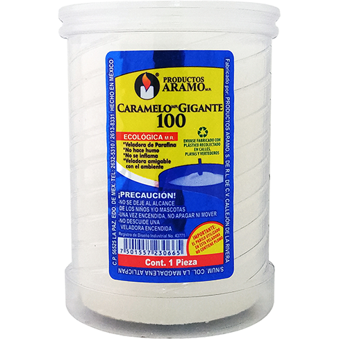 Veladora De Plastico Ecologica 1Pz #100 Caramelo Gigante                                            