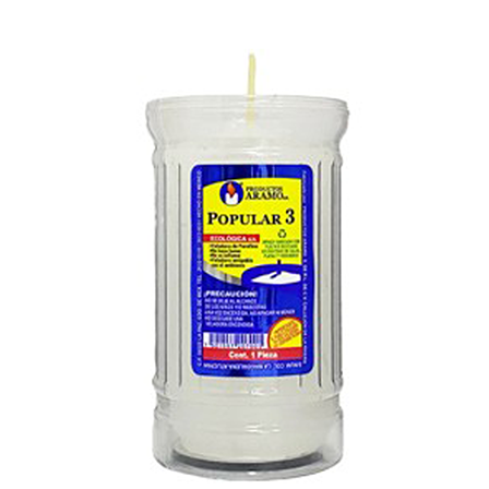 Veladora Ecologica Popular #3 1Pz Blanco                                                            