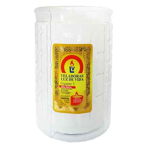 Veladora Ecologica Luz De Vida Gigante#3 1Pz Ac Blanco                                              