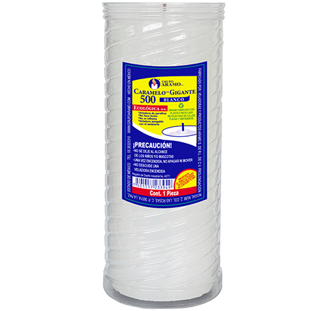 Veladora Ecologica Caramelo Gigante #500 1Pz Blanco                                                 