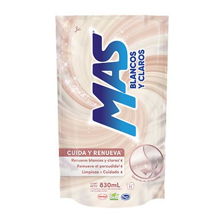 Detergente Liquido Mas 830Ml Blancos Y Claros Doy Pack