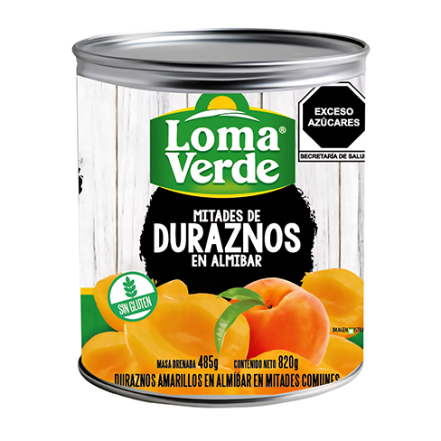 Durazno Loma Verde 820Gr Mitades En Almibar