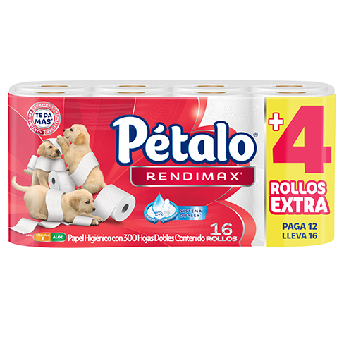 Higienico Petalo 12+4R (300Hojas Dobles) Rendimax