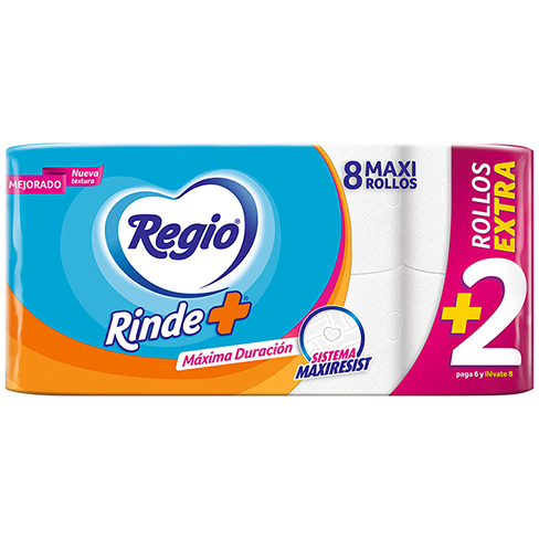 Higienico Regio Rinde Mas 6 Rollos+2 Gratis 300Hd                                                   