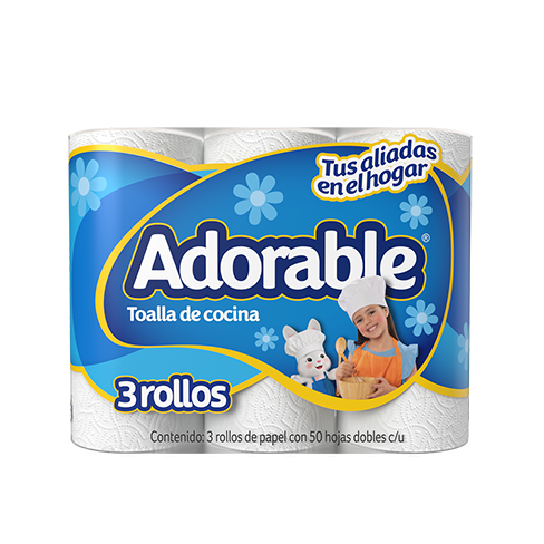 Toalla De Cocina Adorable 3 Rollos 50Hd                                                             