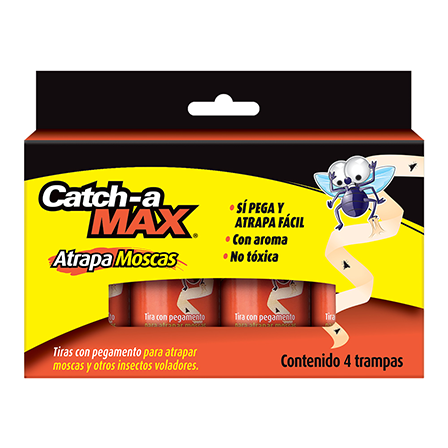 Trampa Catch A Max 4Pz Pegamento Tira Atrapa Moscas Ac                                              