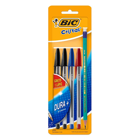 Boligrafo Bic(4Pz+Lapiz) Punto Mediano V