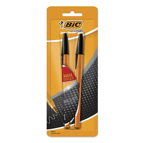 Boligrafo Bic 2Pz Punto Fino Negro Blister                  