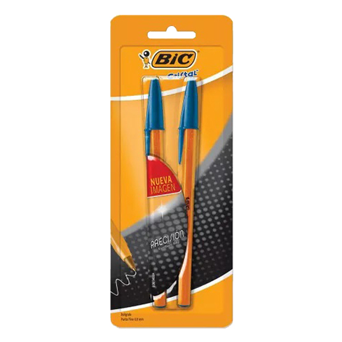 Boligrafo Bic 2Pz Punto Fino Azul Blister                   