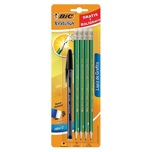 Lapiz Evolucion (4Pz+Boligrafo) Blister