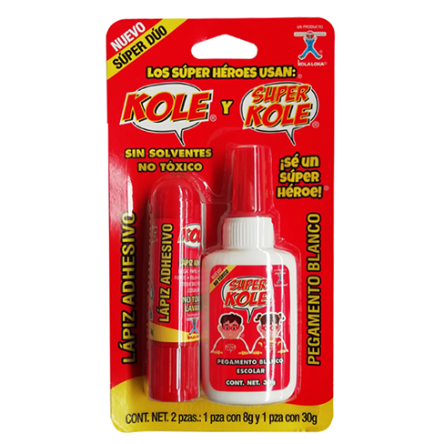 Lapiz Adh Kole 8Gr+Pegamento Bco. Esc.30
