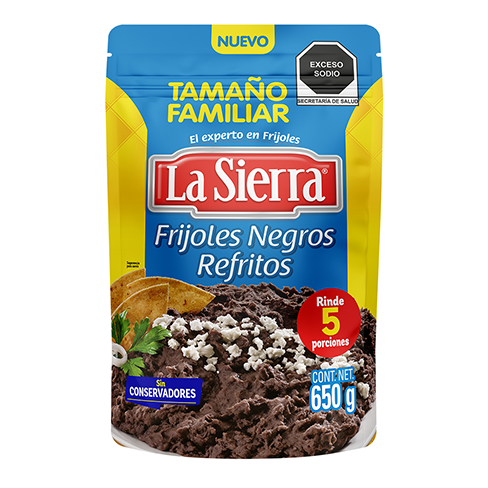 Frijol La Sierra 650Gr. Refritos Negros Pouch Familiar