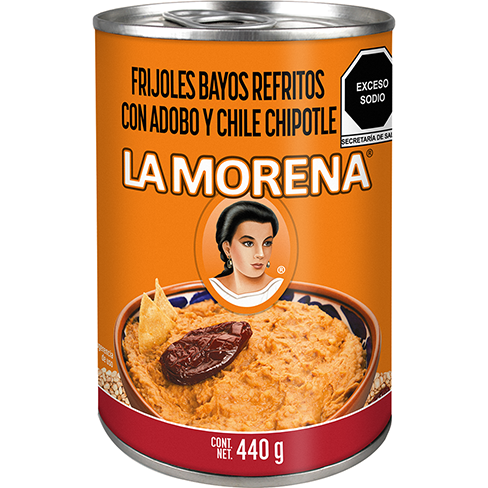 Frijol La Morena 440Gr. Bayos Refritos Con Chipotle  Lata