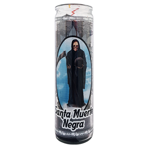 Veladora De Vidrio 100 Legitima 1Pz Santa Muerte Negra Ac                                           