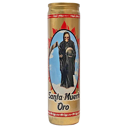 Veladora De Vidrio 100 Legitima 1Pz Santa Muerte Oro Ac                                             