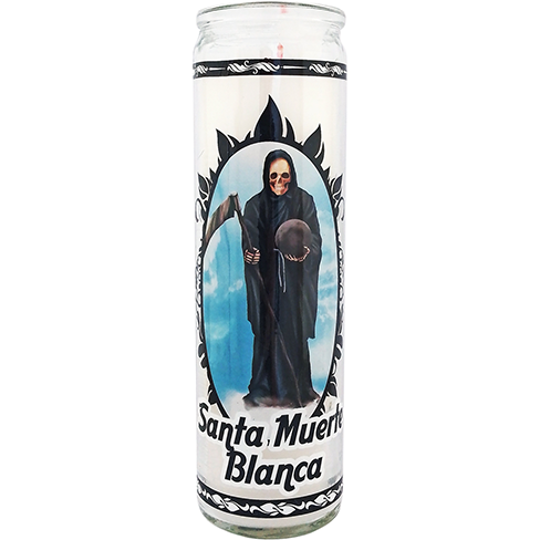 Veladora De Vidrio 100 Legitima 1Pz Santa Muerte Blanca Ac                                          