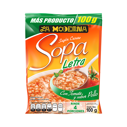 Sopa Moderna 82Gr Letras Sobre