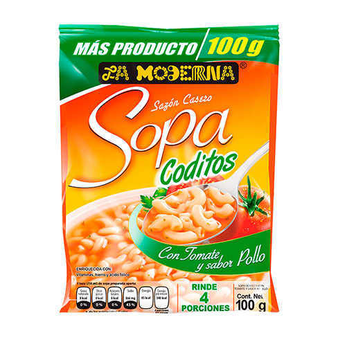 Sopa Moderna 100Gr Coditos Con Tomate                                                               