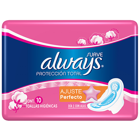 Toalla Femenina Always 10Pz Con Alas Proteccion Total Suave