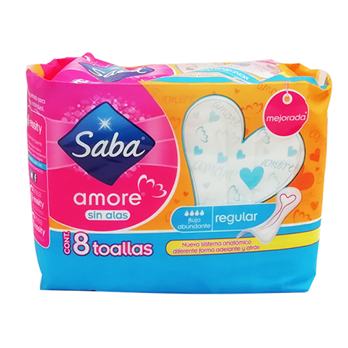 Toalla Femenina Saba Amore 8Pz Sin Alas Regular