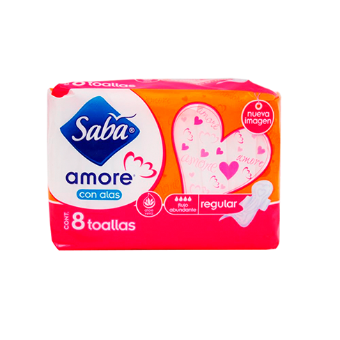 Toalla Femenina Saba Amore 8Pz Con Alas Regular