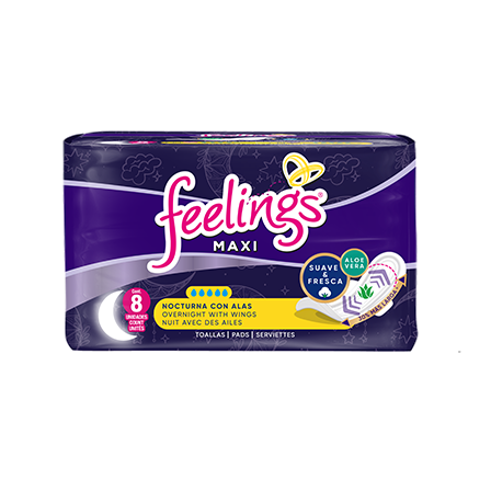 Toalla Femenina Feelings 8Pz Regular Con Alas