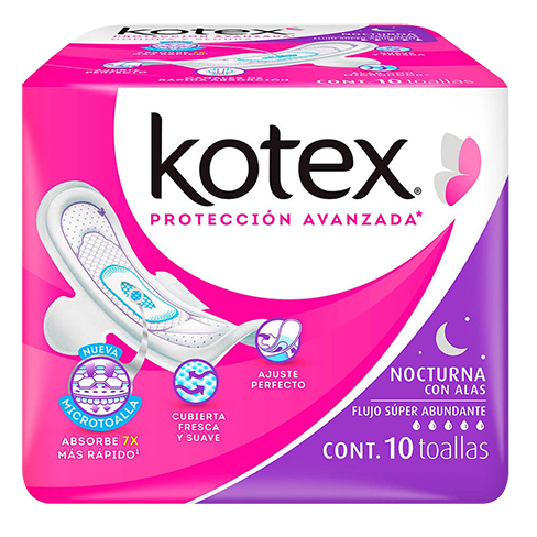 Toalla Femenina Kotex 10Pz Con Alas Nocturna