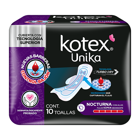 Toalla Femenina Kotex Unica 10Pz Con Alas Nocturna