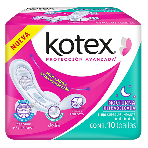 Toalla Femenina Kotex 10Pz Con Alas Ultradelgada