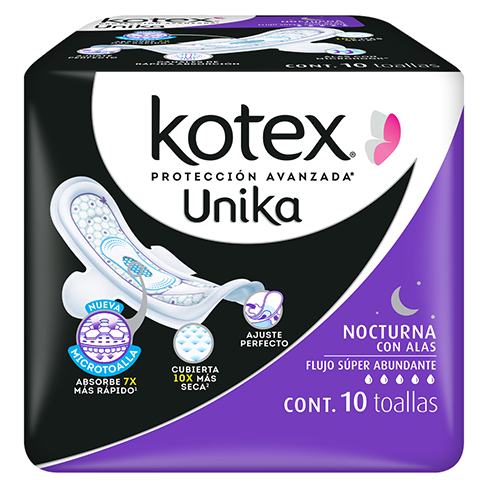 Toalla Femenina Kotex 10Pz Unica Nocturna Con Alas