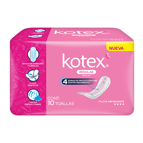 Toalla Femenina Kotex F&s 10Pz Clas. Anatomica Sin Alas                        