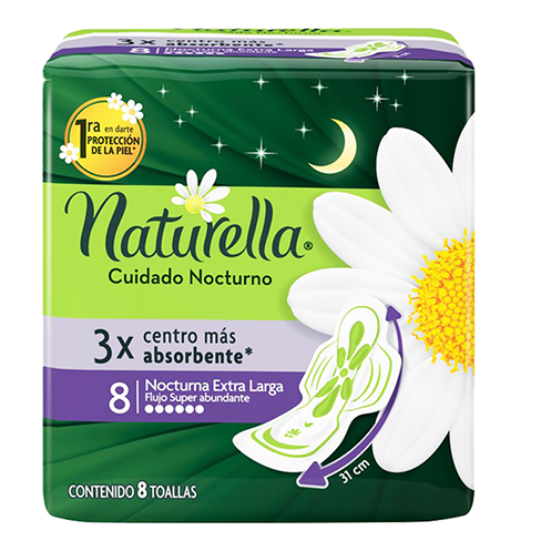 Toalla Femenina Naturella 8Pz Con Alas Nocturna