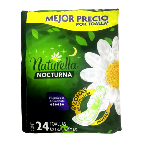 Toalla Femenina Naturella 24Pz Con Alas Nocturna