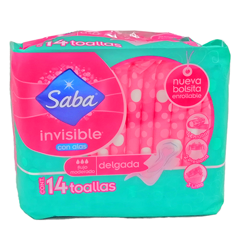 Toalla Femenina Saba Invisible 14Pz Con Alas