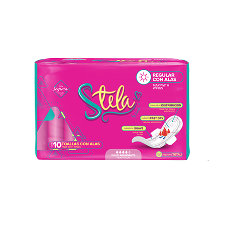 Toalla Femenina Stela 10Pz Con Alas Regular