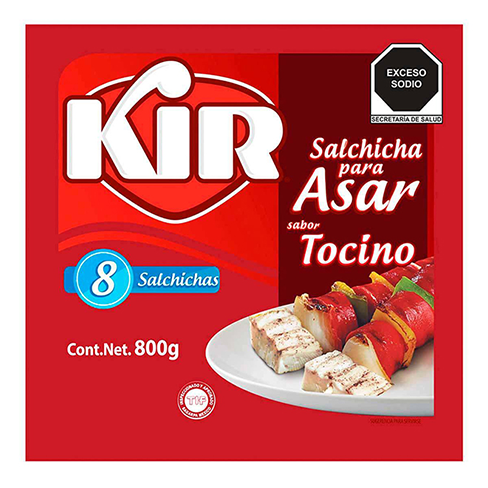 Salchicha Para Asar Kir 800Gr Sabor Tocino